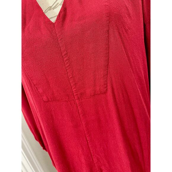 Madewell Du Jour V-Neck Boho Tunic Dress Garnet Red F9331 Sz Small - Picture 6 of 9
